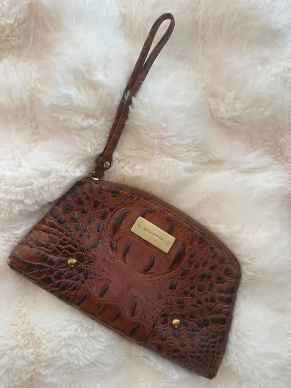 Brahmin Dany Toiletry and Cosmetic Leather Bag Pouch Melbourne Zipper